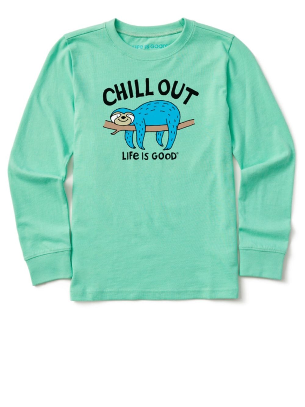 Life Is Good Green Long Sleeve 'Chill Out' Sloth Tee